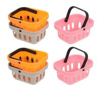 BESPORTBLE 6 Piezas Miniatura Cesta de Compras para Casa de Muñecas Mini Cesta de Pan para Almacenaje Contenedor Pequeño para Supermercado y Cocina Infantil Colores Naranja Rosa y Gris