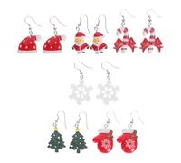 BESPORTBLE 6pares Pendientes Navideños para Mujer Accesorios Creativos para Festivales de Adornos Orejas Colgantes Seguros para Brincos Festivos
