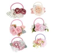 BESPORTBLE 6piezas Anillo Cabello Flores Artificiales Gomas Elásticas Pelo Para Bebés y Niñas Accesorios Pelo Flores Para Fiestas Infantiles