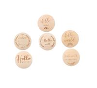 BESPORTBLE 6piezas Tarjetas De Logros De Madera Marcador Personalizado Para Discos Decorativos Redondos Para Artículos Para Bebés y Accesorios Para Recién Nacido Para Registrar Progresos