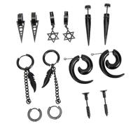 BESPORTBLE 7 Pares Juego De Aretes De Hoja Pendientes De Espiga Pendientes De Moda Pernos Prisioneros Del Oído Del Tornillo Pendientes De Cadena Dama Vestido Tachuelas Acero Inoxidable Negro
