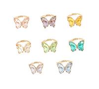 BESPORTBLE 8piezas Anillo De Diseño De Mariposas De Colores Joyas Apertura Dedo Anillos Para Mujer Para Obsequio De Cumpleaños