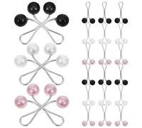 BESPORTBLE Alfileres para Bufanda Bolas de Perlas de Aleación, Clips de Pañuelo en U, 24 Piezas (negro, y Morado), Accesorios Multifuncionales para Hijab, Chal y Suéter Mujer