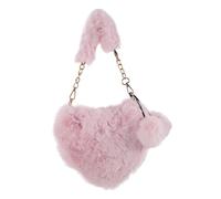 BESPORTBLE Amor Bolso Corazón Pelo Chicas Embrague Manejar Corazones Felpa Fruncido Dama Bolso En Forma De Corazon Hombro Bolso Peludo Lindas Carteras Pasteles para Niñas Metal Rosa