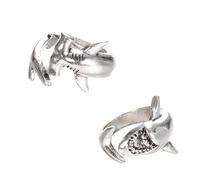BESPORTBLE Anillo Abierto De Dedo Animal Grande De Tiburón Blanco Vintage, Anillos De Pareja Ajustables De Aleación, Conjunto De 2 Piezas Para Uso Diario y Regalos Obsequios