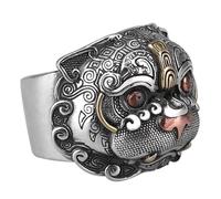 BESPORTBLE Anillo de Cobre Pi Yao Vintage para Hombres y Mujeres Diseño Punk Único, Accesorio de Salud que Atrae la Suerte y No se Desvanece