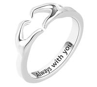 BESPORTBLE Anillo de Corazón Abierto Ajustable para Mujer Bisutería de Abrazo Pareja Obsequio Compromiso Boda Blanco Elegante Diario