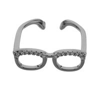 BESPORTBLE Anillo Mini de Gafas para Mujeres Ajustable y Creativo Joyería y Retro para Dedo Índice Accesorio Compacto y Conveniente