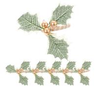 BESPORTBLE Anillos para Servilletas Navideñas 6 Piezas Diseño de Bayas Doradas y Hojas Verdes Servilletero para Decoración de Mesa Navideña Sujetadores Ligeros para Fiestas y Eventos