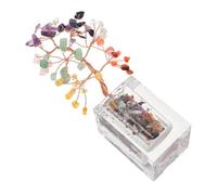BESPORTBLE Árbol Prosperidad de Cristal con Piedras Naturales Multicolor Bonsái Feng Shui Pequeño de 7 Ramas y 63 Cristales Decoración Espiritual para Hogar y Oficina