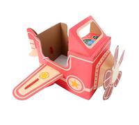 BESPORTBLE Avión de Juguete DIY de Cartón, Avión Portátil Rojo Hélice Giratoria, Juguete Educativo Interactivo, Kit de Construcción para Juego Creativo