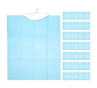 BESPORTBLE Baberos Desechables Impermeables 60 Piezas para Adultos Mayores | Protección Amplia contra Derrames, para Comidas y Alimentación en Cama, Plástico Azul