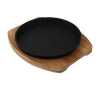 BESPORTBLE Bandeja para Asar Teppanyaki de Hierro Fundido y Base de 20 CM Plato Redondo Antiadherente para Barbacoa y Cocina al Aire Libre Utensilio para Bistec y Verduras