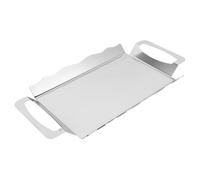 BESPORTBLE Bandeja Rectangular de Acero Inoxidable con Asas Dobles Tamaño Mediano 28X153 CM Color Plata Cromado Bandeja para Servir Aperitivos Café y Postres Adecuado para Buffet y
