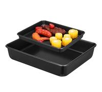BESPORTBLE Bandejas para Hornear Negra de Acero Inoxidable Antiadherentes 2 Piezas Bandeja Profunda 33 Cm 28 Cm Resistente Alta Temperatura para Horno Tostador Hogar