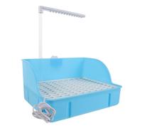 BESPORTBLE Bañera para Loros Colgante Ducha de Baño para Jaulas, Accesorio para Pájaros Pequeños y Medianos, Ciclo de Filtración Continua, Plástico Azul, Uso Diario para Periquitos y