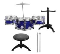 BESPORTBLE Batería Infantil Taburete y Platillo Azul Kit De Percusión Educativo para Niño Niña y Bebés Instrumento Musical para Desarrollar Ritmo y Creatividad