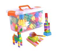 BESPORTBLE Bloques de Construcción de Niños con Dibujo Juguetes Educativos de Plástico Estimula la Imaginación 270 Piezas Colores Aleatorios