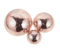 BESPORTBLE Bola de Discoteca de Vidrio Espejo Adhesivo, Media Esfera en Rosa Dorado, Tamaños 10 15 20 Cm, Decoración para Fiestas Temáticas Años 70 y Festivales de Música