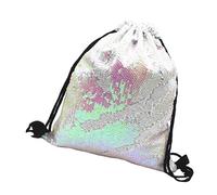 BESPORTBLE Bolsa Cordón De Poliéster Lentejuelas Mochila Reversible Tipo Saco Para Viajes y Actividades Al Aire