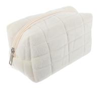 BESPORTBLE Bolsa Organizadora de Maquillaje Portátil Gran Capacidad Mediana Lona Blanca para Mujeres Niñas Uso Diario Viaje Cierre Cremallera Resistente