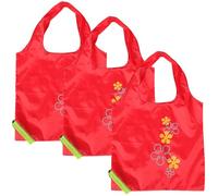 BESPORTBLE Bolsas de Compra Reutilizables de Poliéster 3 Piezas Bolsa Plegable Ecológica Estilo Fresa Ligera y Compacta para Supermercado y Viajes Portátil