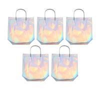 BESPORTBLE Bolsas de Compras Impermeables 5 Piezas 35x23 Cm Diseño Láser, Bolsa de Mano para Almacenamiento de Alimentos y Artículos Diversos, Reutilizables y Prácticas para Supermercado