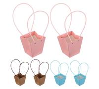 BESPORTBLE Bolsas de Papel Kraft Impermeables para Dulces Asas 6 Piezas 12X8X125 CM en Color Natural Rosa y Azul Claro Ideales para Regalos de Fiesta Cumpleaños y San Valentín