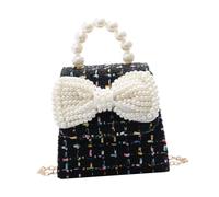 BESPORTBLE Bolso Cuerpo Chicas Bolsa Pequeña para Perla Bolsas Hombro Arco Azul Carteras De Mujer Bolsa Crossbody con Lazo Monedero con Lazo Bandolera Niña Sabana De Algodon Negro