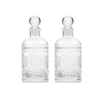 BESPORTBLE Botellas Difusoras de Vidrio Tallado Retro de 200Ml Set de 2 Piezas para Aromaterapia Base Plana y Diseño Seguro Ideales para Escritorio y Purificación del Aire