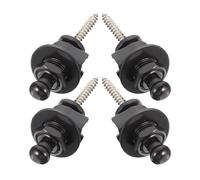 BESPORTBLE Botones de Seguridad Metálicos para Correa de Guitarra Acústica y Ukelele 4 Piezas Negras Antideslizantes Tornillos Cierres Estables para Músicos Profesionales y Actuaciones