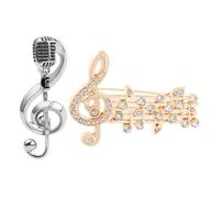 BESPORTBLE Broche De 2 Piezas Con Forma De Nota Musical Con Letras Para Ropa Solapa Decorativo Para Hombre Y Mujer Con De Imitación De Flauta De Color Azul Y Metal De