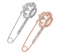BESPORTBLE Broche de Cristal 2 Piezas Diseño de Tiara, Imperdible para Chal y Suéter, Acabado en Oro Rosa y Blanco K, Accesorio Elegante para Ropa de Mujer, Joyería Versátil para Ocasiones