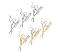 BESPORTBLE Broche de Peluquero 8 Piezas Tijeras y Peine Insignia para Traje Metal Dorado y Plateado Decoración Profesional para Ropa de Trabajo y Accesorios de Peluquería