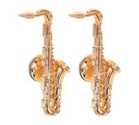 BESPORTBLE Broche de Saxofón Dorado de Aleación para Músicos y Entusiastas, Diseño Único y Versátil para Bolsas y Bufandas en Escenarios de Jazz, Pack de 2 Piezas