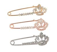 BESPORTBLE Broche Decorativo de Moda para Mujer 3 Piezas Forma de Tiara en Aleación Dorada, Rosa y Blanco K, Accesorio Delicado para Bufandas, Suéteres y Ropa, Adecuado para Fiestas y