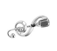 BESPORTBLE Broche Musical de Micrófono y Nota Musical de Plata para Mujer, Accesorio Versátil para Ropa, Obsequio Original para Cumpleaños, Fiesta y Concierto, Pin de Solapa Elegante