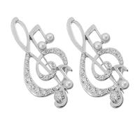 BESPORTBLE Broches para Mujer 2 Piezas Perlas Plateadas, Diseño Nota Musical Creativo, Pines de Solapa de Moda, Accesorios Elegantes para Suéter, Abrigo y Decoración de Ropa