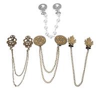 BESPORTBLE Broches Retro para Suéter y Camisa Mujer Pinzas para Chal Vintage Cadena 4 Unidades en Estilo Antiguo de Bronce Diseños de Hojas Totems Cristales y Perlas Accesorios para