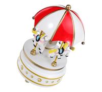 BESPORTBLE Caja de Música de Madera Giratoria de Carrusel Decoración de Escritorio Vintage Caja de Música de Cuerda con Estatua de Caballo para Centro de Mesa