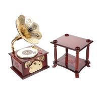 BESPORTBLE Caja Musical Retro de Sobremesa Forma de Gramófono Vintage con Diseño Tallado Melodías Clásicas y Decoración Elegante para Hogar y Especial
