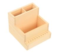 BESPORTBLE Caja Organizadora De Madera Natural Para Esmaltes y Cosméticos 1 Unidad Tamaño Pequeño Doble Nivel Para Hogar y Oficina Multifunción Sin Tapa