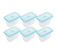 BESPORTBLE Cajas Absorbentes de Humedad Reutilizables 6 Piezas Contenedores Plásticos Vacíos Cuadrados Azules para Armarios Interiores Soportes Recargables para Control de Humedad en Ropa