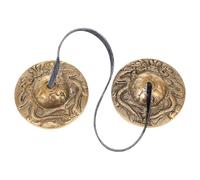 BESPORTBLE Campana de Platillo de Yoga de Latón Puro Pequeña Diseño Doble Dragón, Timbre para Meditación y Ceremonias Religiosas, Instrumento de Percusión Manual Tradicional Tibetano