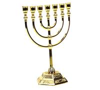 BESPORTBLE Candelabro De 7 Brazos 17 Cm Dorado Metal Retro Decoración Judía para Hanukkah y Eventos Festivos