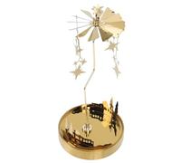 BESPORTBLE Candelabro Giratorio para Aromaterapia de Acero Inoxidable, Bandeja Redonda Dorada Diseño de Castillo y Estrellas, Portavelas Romántico para Decoración de Mesa en Fiestas y