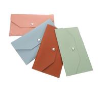 BESPORTBLE Cartera Alargada de Piel Sintética PU, Set 4 Piezas (Azul, Verde Claro, Rosa, Marrón), 17,5 X 9,5 Cm, Monedero Delgado para Mujer, Organizador Portátil para Billetes y Tarjetas,