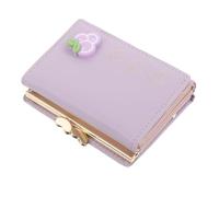 BESPORTBLE Cartera Pequeña de PU Cuero Morado Diseño Trifold, Billetera Estética Compacta para Viaje, Funda para Tarjetas y Guardamonedas Segura