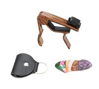 BESPORTBLE Cejilla De Guitarra Portátil Madera Oscura Para Guitarra Acústica y Ukelele Juego De 6 Púas y Porta Púas, Accesorio Profesional Para Ajuste Rápido De Tono