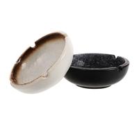 BESPORTBLE Cenicero de Cerámica Japonés Retro Compacto, Resistente y Grueso, Color Marrón Jaspeado, para Oficina y Hogar, Adorno Elegante para Sala y Escritorio, 1 Unidad